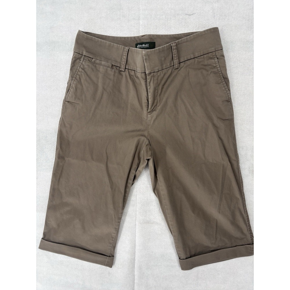 Eddie Bauer Women's Size 10 (32x16) Mercer Fit Capris Tan Cotton Stretch Cuffed